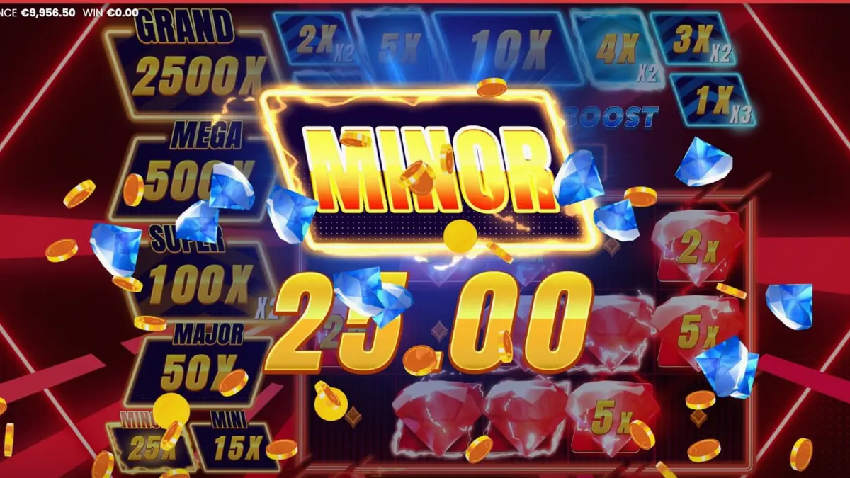 Neon-infused fruit machine slot interface ng Triple Cash Boost